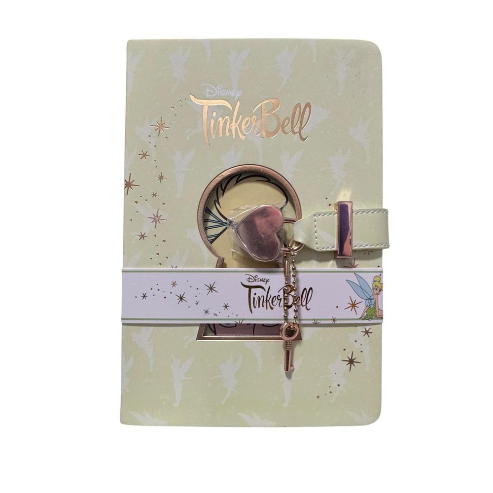 Disney Tinker Bell Claire's Lockable Heart Padlock Rose Gold Green Journal Diary